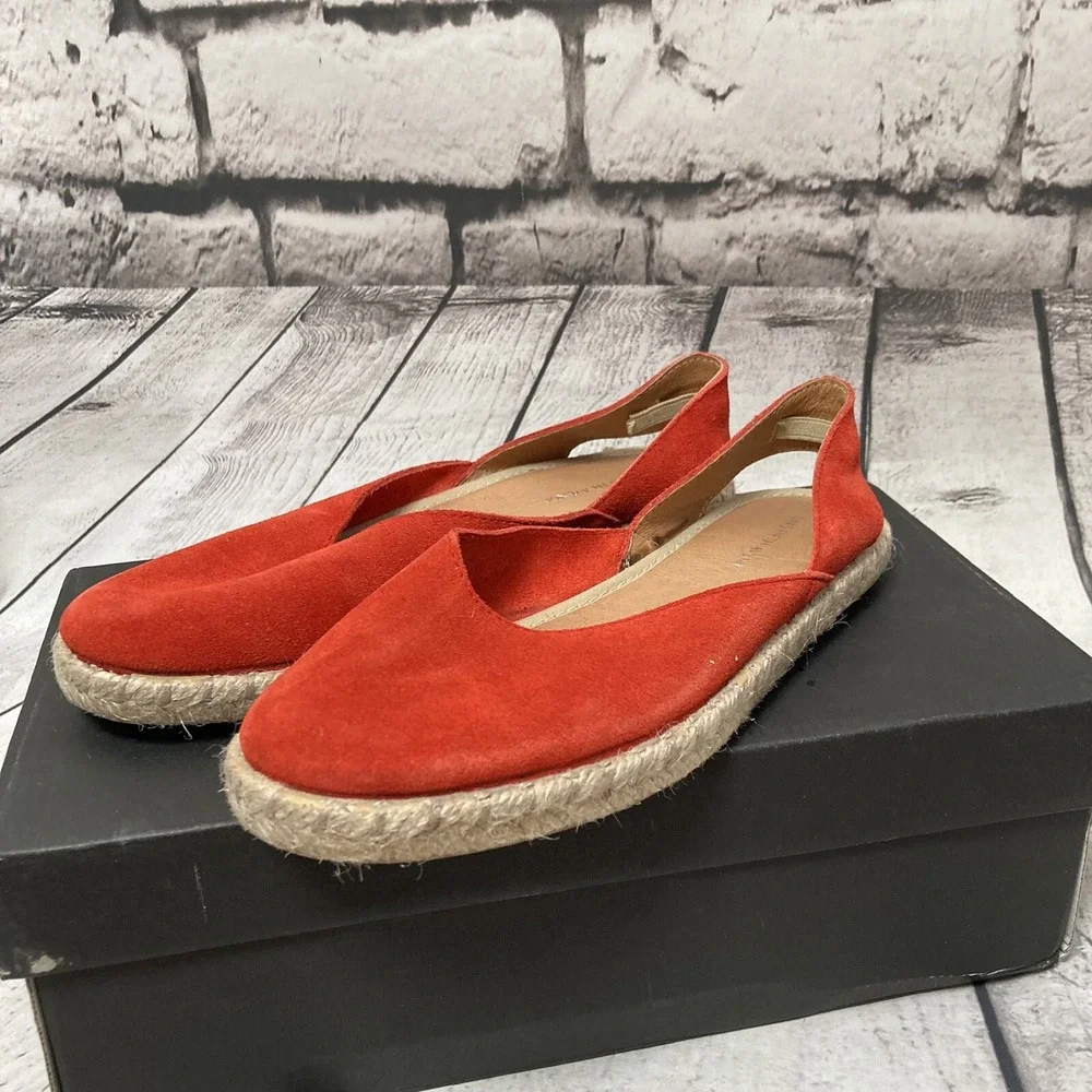 Saks fifth Avenue Shoes Womens size 6 Red D'orsay Espadrille Coral Slip On flats